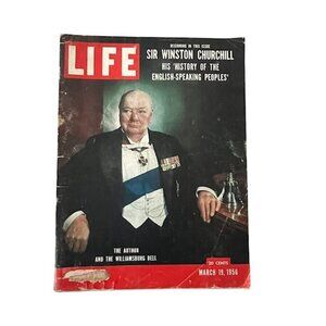 Vintage LIFE Magazine March 19 1956 Winston Churchill Cover Issue